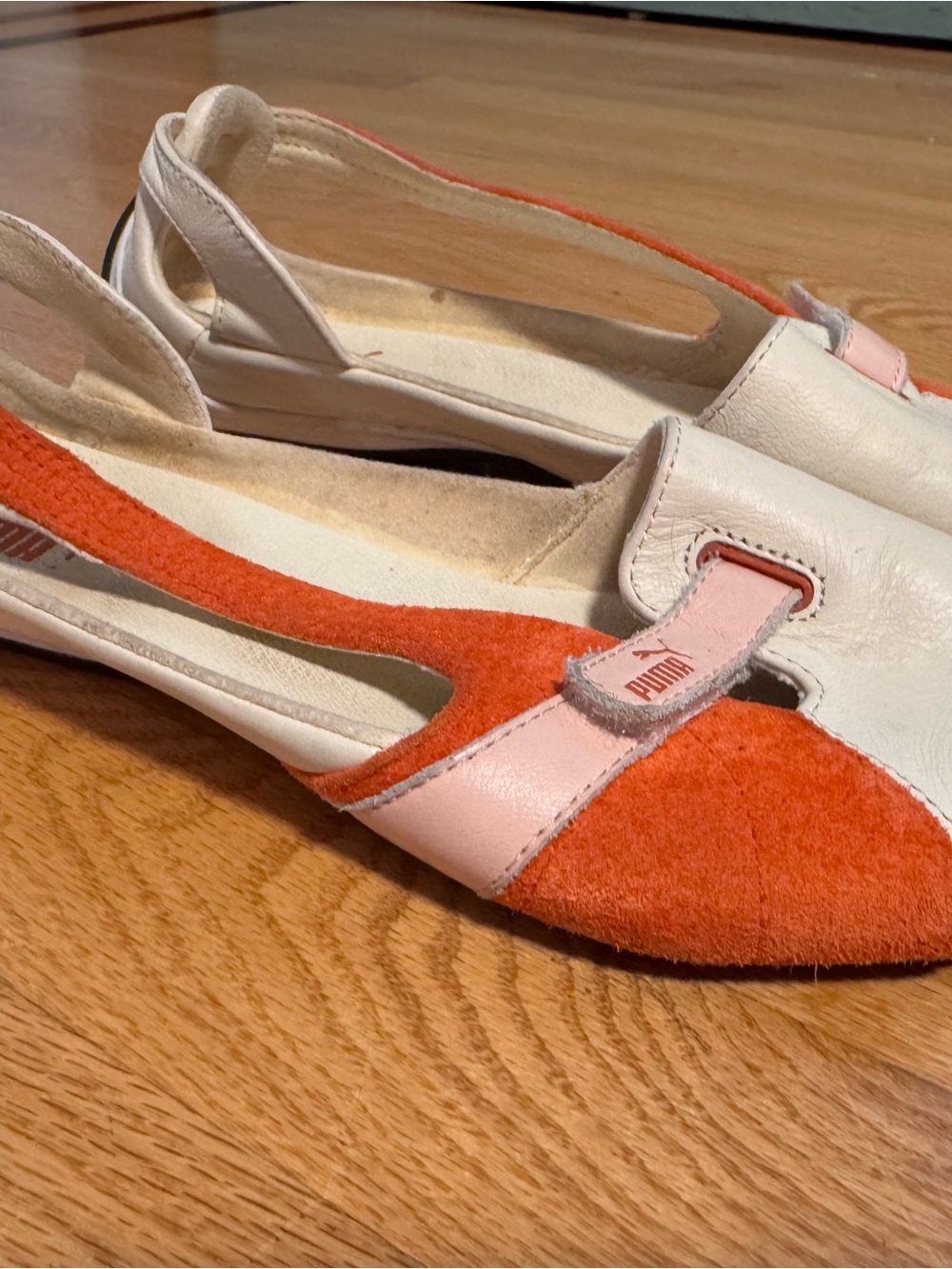 Puma Women’s Orange and Light Pink Slingback Flats